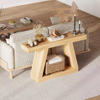 Acekool Table Console d'entrée Industrielle à 2 Niveaux avec Étagères de Rangement Ouvertes, Table Basse de Ferme pour Salon