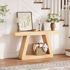 Acekool Table Console d'entrée Industrielle à 2 Niveaux avec Étagères de Rangement Ouvertes, Table Basse de Ferme pour Salon
