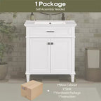 Meuble-lavabo de salle de bain avec vasque intégrée, meuble de rangement de salle de bain moderne avec 2 portes à fermeture douce, étagères réglables, meubles-lavabos
