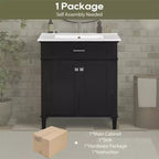 Meuble-lavabo de salle de bain avec vasque intégrée, meuble de rangement de salle de bain moderne avec 2 portes à fermeture douce, étagères réglables, meubles-lavabos