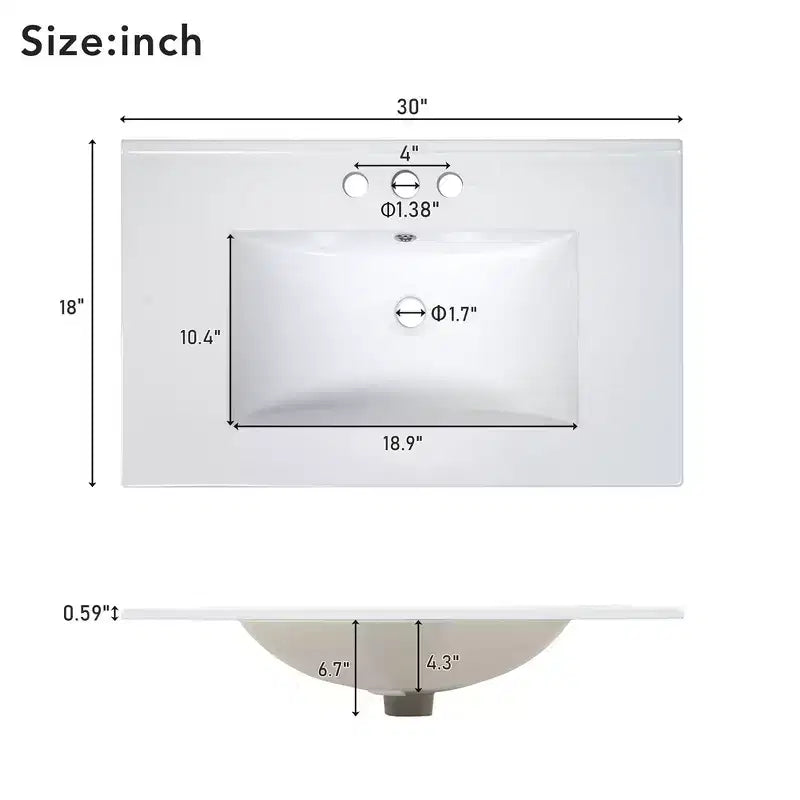 Meuble-lavabo de salle de bain avec vasque intégrée, meuble de rangement de salle de bain moderne avec 2 portes à fermeture douce, étagères réglables, meubles-lavabos