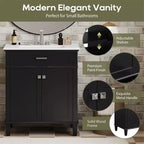 Meuble-lavabo de salle de bain avec vasque intégrée, meuble de rangement de salle de bain moderne avec 2 portes à fermeture douce, étagères réglables, meubles-lavabos