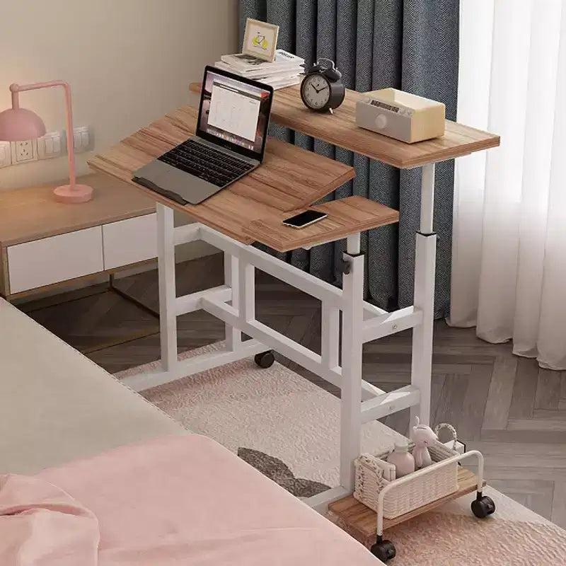 Bureau debout portable réglable en hauteur 67-155 cm, bureau d'ordinateur mobile avec roulettes, plateau inclinable et support CPU, chariot de table d'ordinateur portable roulant pour bureau à domicile