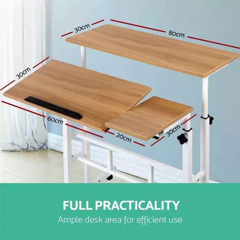 Bureau debout portable réglable en hauteur 67-155 cm, bureau d'ordinateur mobile avec roulettes, plateau inclinable et support CPU, chariot de table d'ordinateur portable roulant pour bureau à domicile
