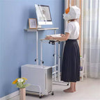 Bureau debout portable réglable en hauteur 67-155 cm, bureau d'ordinateur mobile avec roulettes, plateau inclinable et support CPU, chariot de table d'ordinateur portable roulant pour bureau à domicile