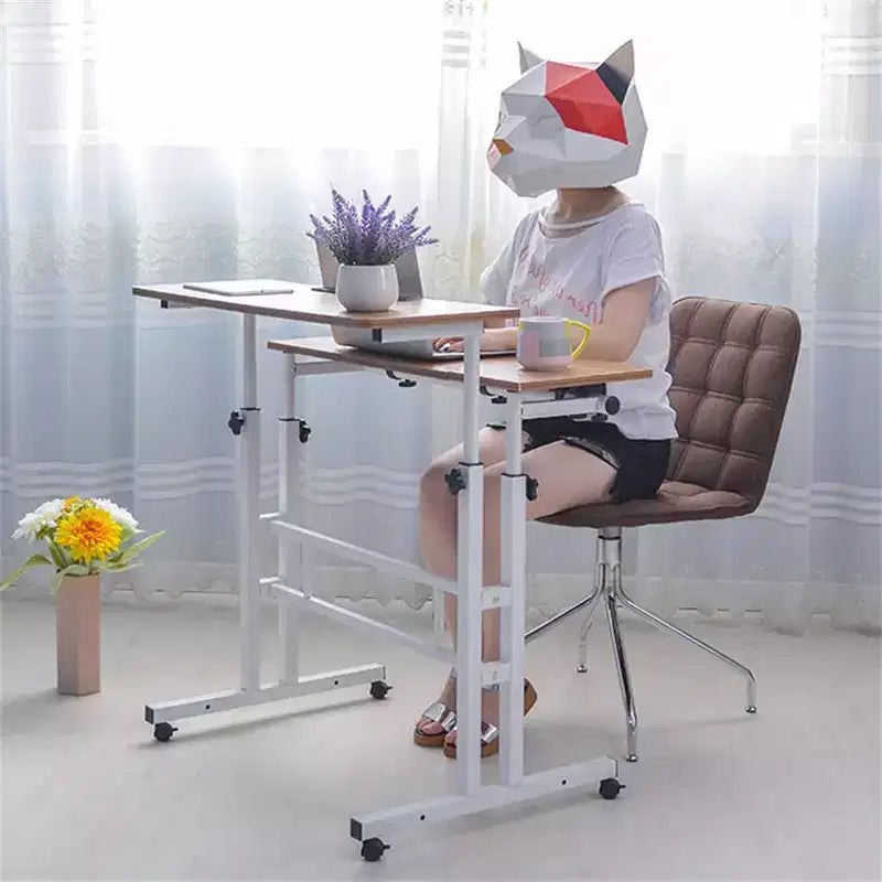 Bureau debout portable réglable en hauteur 67-155 cm, bureau d'ordinateur mobile avec roulettes, plateau inclinable et support CPU, chariot de table d'ordinateur portable roulant pour bureau à domicile