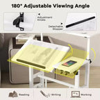Bureau debout portable réglable en hauteur 67-155 cm, bureau d'ordinateur mobile avec roulettes, plateau inclinable et support CPU, chariot de table d'ordinateur portable roulant pour bureau à domicile