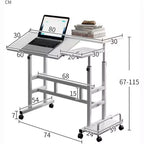 Bureau debout portable réglable en hauteur 67-155 cm, bureau d'ordinateur mobile avec roulettes, plateau inclinable et support CPU, chariot de table d'ordinateur portable roulant pour bureau à domicile