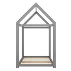 Cadre de lit maison avec toit, lits de sol en bois de taille double, cadres de lit amusants de maison de jeu, pour enfants filles et garçons