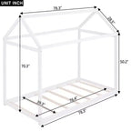 Cadre de lit maison avec toit, lits de sol en bois de taille double, cadres de lit amusants de maison de jeu, pour enfants filles et garçons