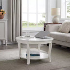TUYOHW Table basse orientale élégante, Table basse à 2 niveaux pour salon, Table d'appoint ronde avec étagère ouverte, Table basse de rangement pour la décoration intérieure