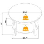 TUYOHW Table basse orientale élégante, Table basse à 2 niveaux pour salon, Table d'appoint ronde avec étagère ouverte, Table basse de rangement pour la décoration intérieure