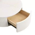 Table basse gigogne moderne TUYOHW, table cannelée 31,5/27,6 avec tiroir, table d'appoint pour salon, plateau en MDF robuste et base en métal, capacité de 36 kg
