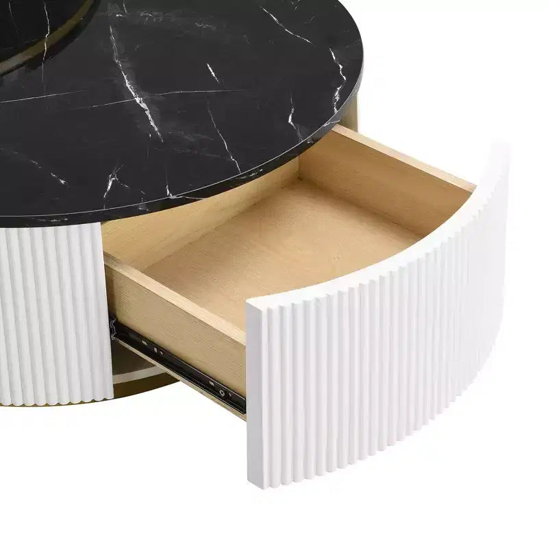 Table basse gigogne moderne TUYOHW, table cannelée 31,5/27,6 avec tiroir, table d'appoint pour salon, plateau en MDF robuste et base en métal, capacité de 36 kg