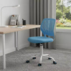 Chaise de bureau pivotante à roulettes, réglable en hauteur, HomeRoots bleu et blanc