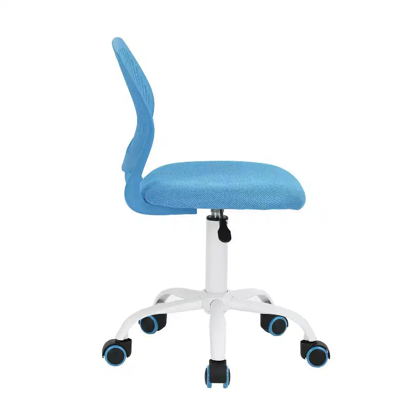 Chaise de bureau pivotante à roulettes, réglable en hauteur, HomeRoots bleu et blanc