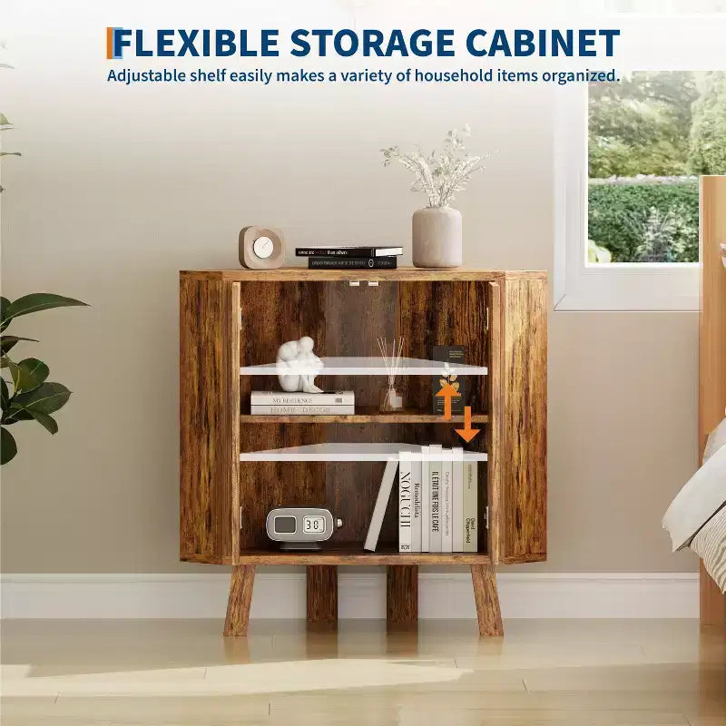 Meuble d'angle de ferme avec étagère réglable, rangement à 3 niveaux pour salon et cuisine