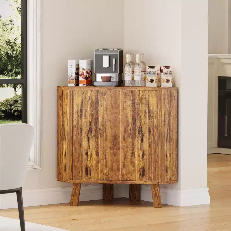 Meuble d'angle de ferme avec étagère réglable, rangement à 3 niveaux pour salon et cuisine