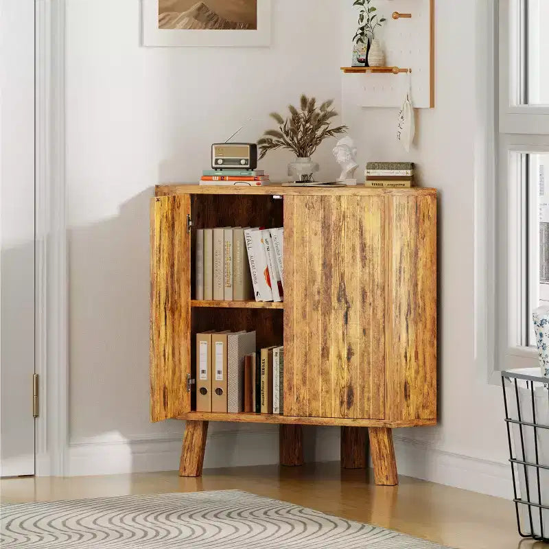 Meuble d'angle de ferme avec étagère réglable, rangement à 3 niveaux pour salon et cuisine