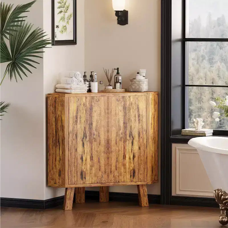 Meuble d'angle de ferme avec étagère réglable, rangement à 3 niveaux pour salon et cuisine