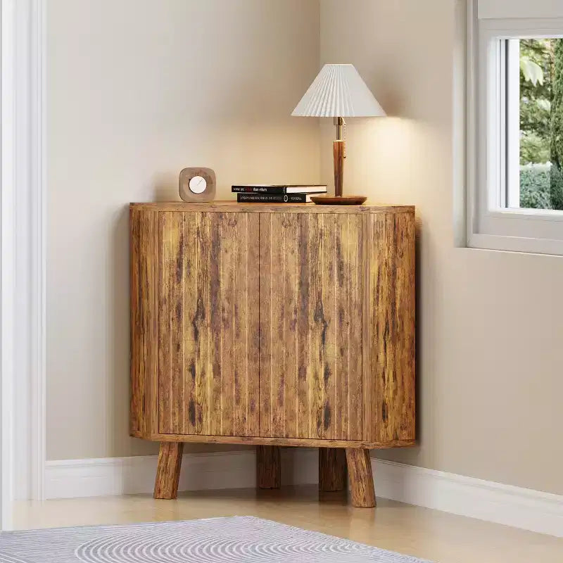 Meuble d'angle de ferme avec étagère réglable, rangement à 3 niveaux pour salon et cuisine