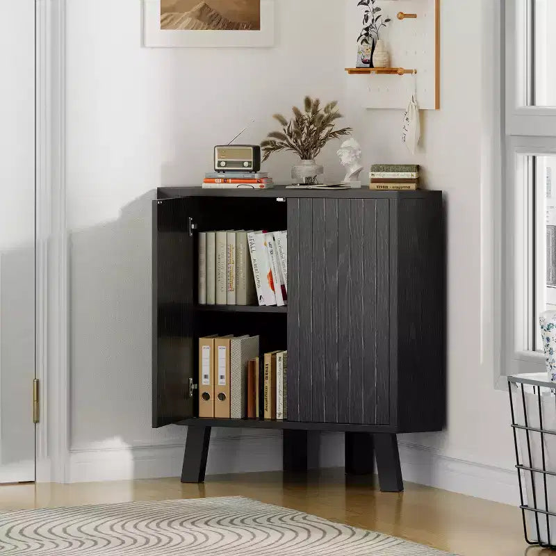 Meuble d'angle de ferme avec étagère réglable, rangement à 3 niveaux pour salon et cuisine