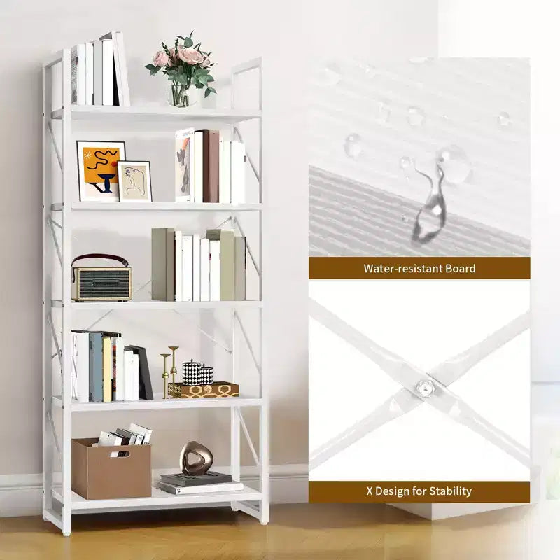 Bibliothèque industrielle à 5 niveaux, étagère de rangement en bois pour salon