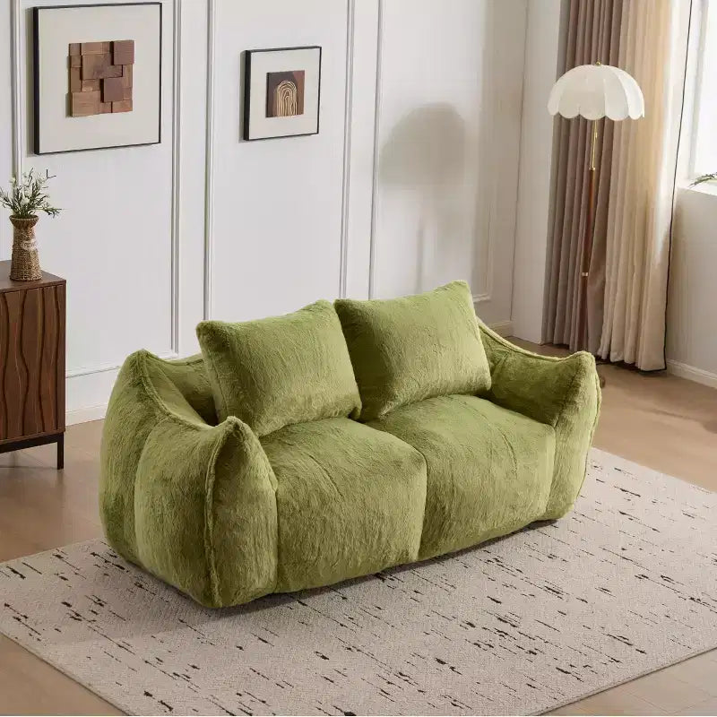 Pouf géant Okak avec 2 oreillers, pouf avec mousse à mémoire de forme pour 2, chaise longue de sol pour le salon