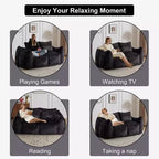 Pouf géant Okak avec 2 oreillers, pouf avec mousse à mémoire de forme pour 2, chaise longue de sol pour le salon