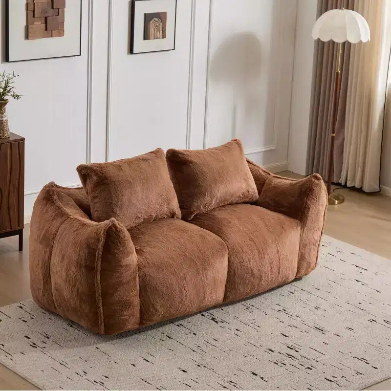 Pouf géant Okak avec 2 oreillers, pouf avec mousse à mémoire de forme pour 2, chaise longue de sol pour le salon