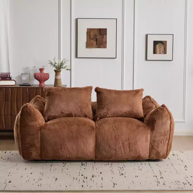 Pouf géant Okak avec 2 oreillers, pouf avec mousse à mémoire de forme pour 2, chaise longue de sol pour le salon