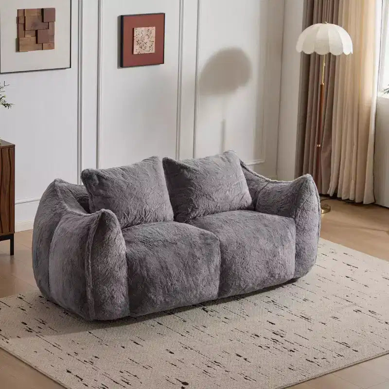 Pouf géant Okak avec 2 oreillers, pouf avec mousse à mémoire de forme pour 2, chaise longue de sol pour le salon