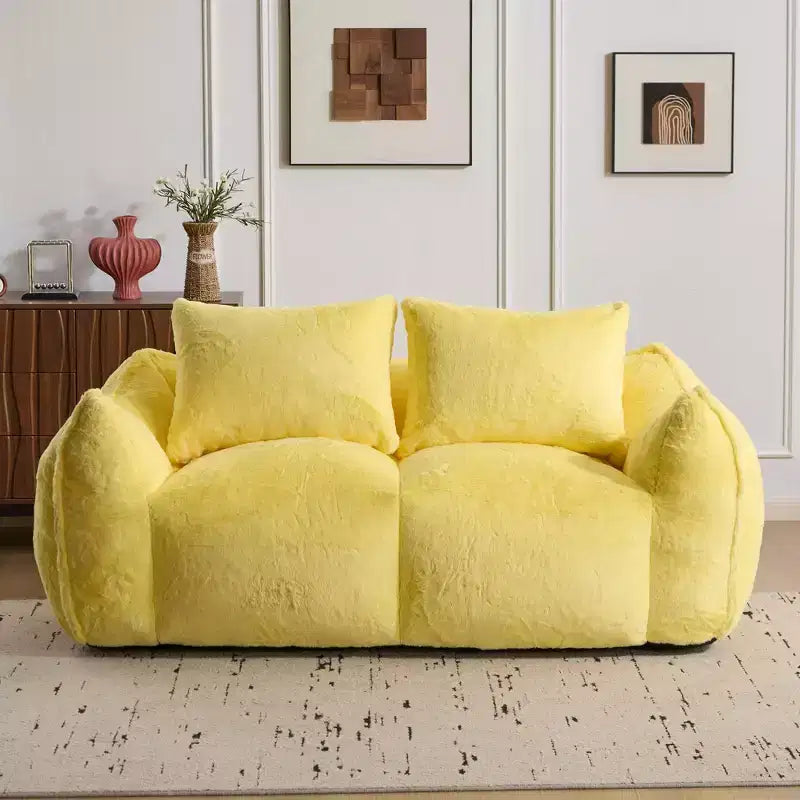 Pouf géant Okak avec 2 oreillers, pouf avec mousse à mémoire de forme pour 2, chaise longue de sol pour le salon