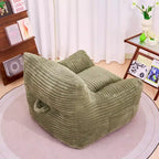 Okak Pouf Géant en Velours Côtelé, Canapé Paresseux Moderne avec Accoudoirs et Mousse Haute Résilience, Grand Pouf pour Salon