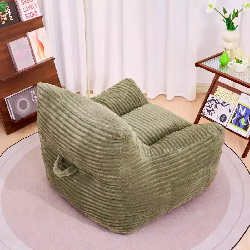 Okak Pouf Géant en Velours Côtelé, Canapé Paresseux Moderne avec Accoudoirs et Mousse Haute Résilience, Grand Pouf pour Salon