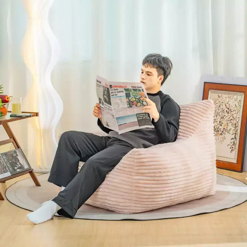 Okak Pouf Géant en Velours Côtelé, Canapé Paresseux Moderne avec Accoudoirs et Mousse Haute Résilience, Grand Pouf pour Salon