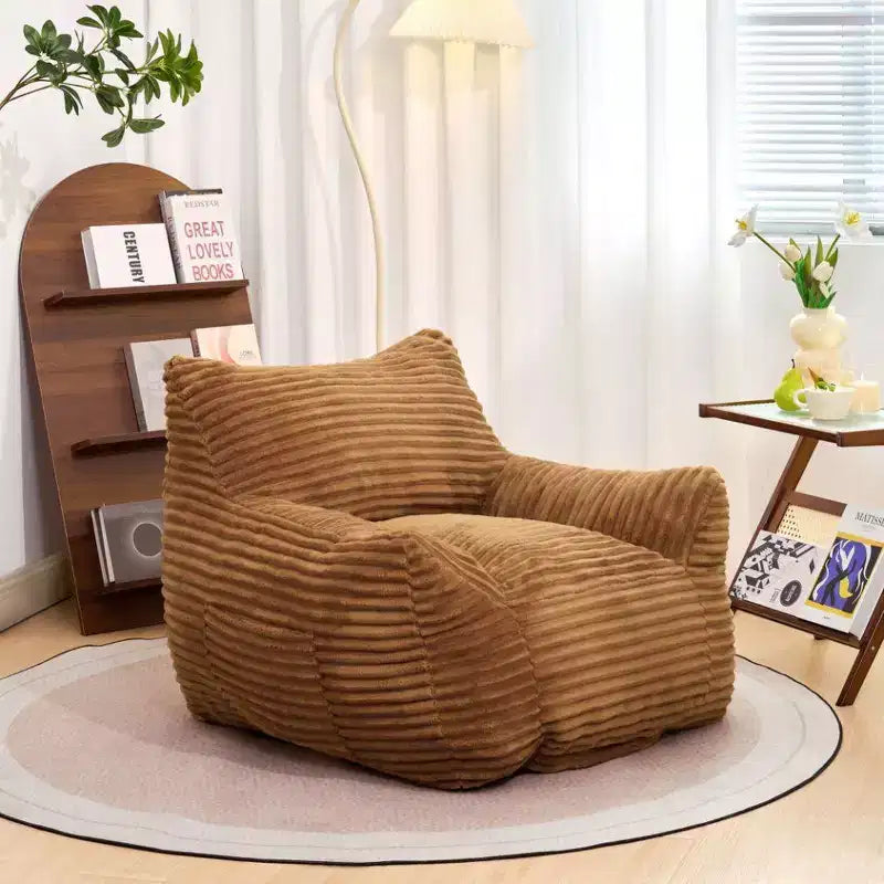 Okak Pouf Géant en Velours Côtelé, Canapé Paresseux Moderne avec Accoudoirs et Mousse Haute Résilience, Grand Pouf pour Salon