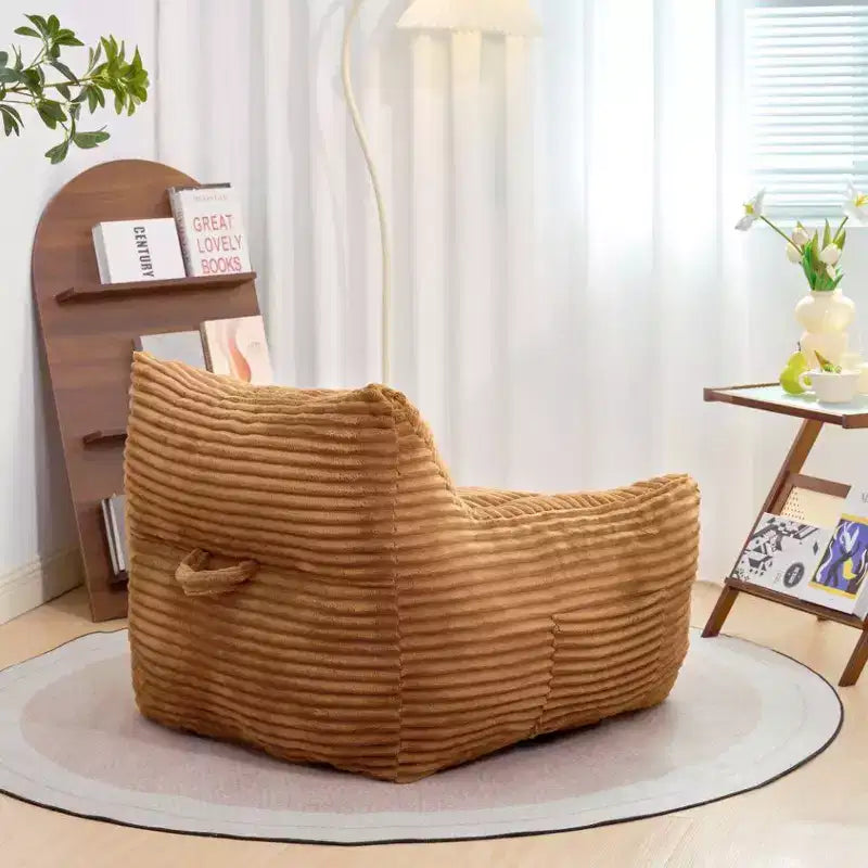 Okak Pouf Géant en Velours Côtelé, Canapé Paresseux Moderne avec Accoudoirs et Mousse Haute Résilience, Grand Pouf pour Salon