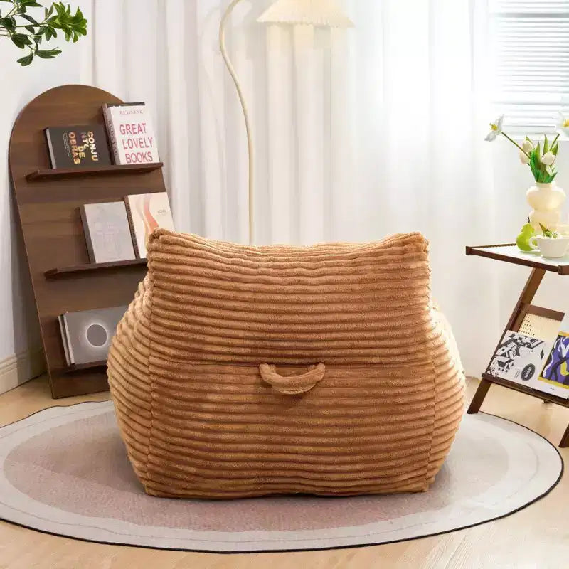 Okak Pouf Géant en Velours Côtelé, Canapé Paresseux Moderne avec Accoudoirs et Mousse Haute Résilience, Grand Pouf pour Salon