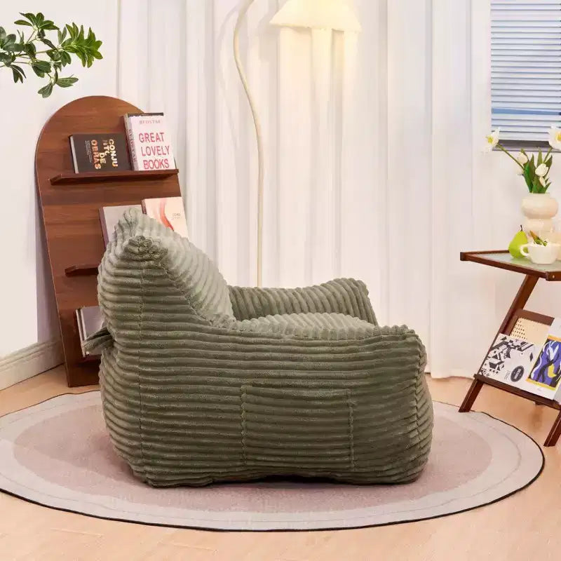 Okak Pouf Géant en Velours Côtelé, Canapé Paresseux Moderne avec Accoudoirs et Mousse Haute Résilience, Grand Pouf pour Salon