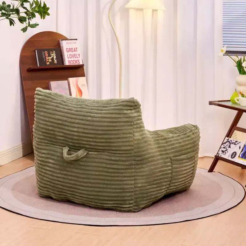 Okak Pouf Géant en Velours Côtelé, Canapé Paresseux Moderne avec Accoudoirs et Mousse Haute Résilience, Grand Pouf pour Salon