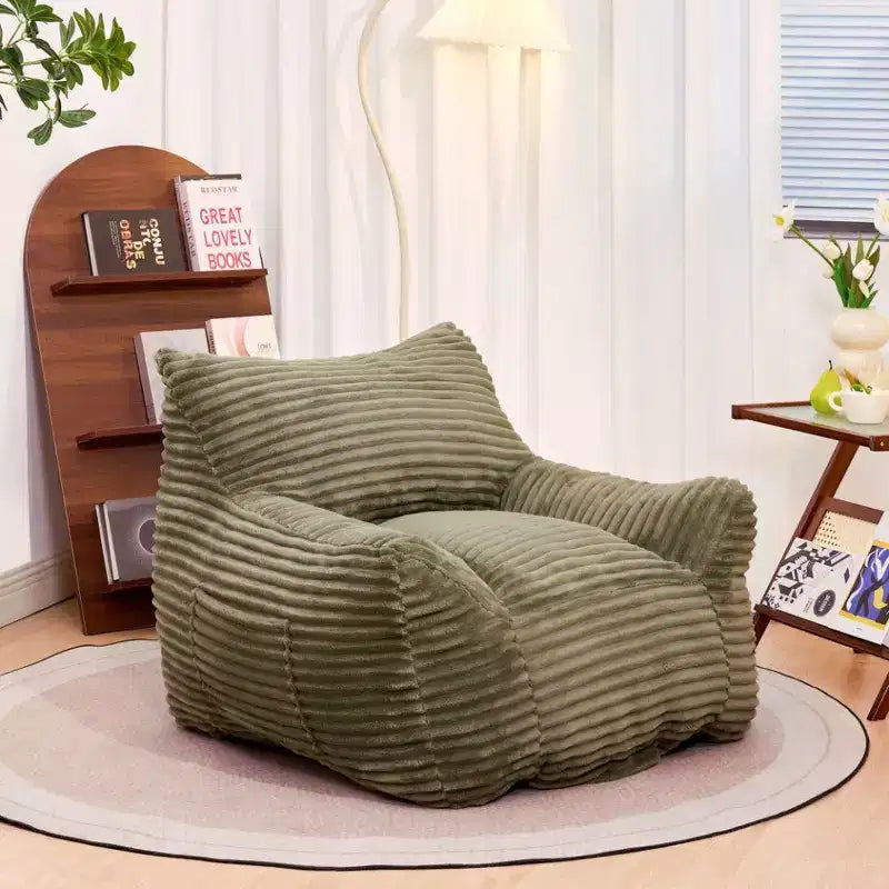 Okak Pouf Géant en Velours Côtelé, Canapé Paresseux Moderne avec Accoudoirs et Mousse Haute Résilience, Grand Pouf pour Salon