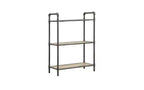 TUYOHW Rectangular Bookshelves,Open Storage Bookshelf with Round Metal Steel Tube,Bookcases for Living Room,Office,Grey+Oak