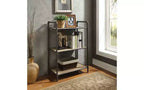 Étagères rectangulaires TUYOHW, étagère de rangement ouverte avec tube en acier rond, bibliothèques pour salon, bureau, gris + chêne