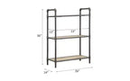 Étagères rectangulaires TUYOHW, étagère de rangement ouverte avec tube en acier rond, bibliothèques pour salon, bureau, gris + chêne