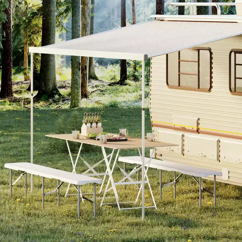 Banc pliant portable de 1,8 m, lot de 2 bancs portables en plastique, banc d'extérieur robuste avec poignée de transport, banc pliable pour le camping, le sport