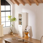 Étagère bibliothèque autoportante de 190 cm, bibliothèque de ferme avec rangement et placard, petit meuble de rangement en bois, pour couloirs, salon, cuisine