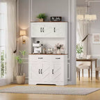 Placard de cuisine Acekool White 71 avec station de recharge, tiroir et étagères réglables, meuble de rangement de style ferme pour salle à manger ou salon