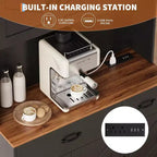 Placard de cuisine Acekool White 71 avec station de recharge, tiroir et étagères réglables, meuble de rangement de style ferme pour salle à manger ou salon