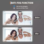 Miroir de salle de bain avec éclairage, Intensité variable, Anti-buée, Rétroéclairé + Éclairage frontal, Miroir de courtoisie lumineux pour salle de bain, Fonction mémoire, Antidéflagrant
